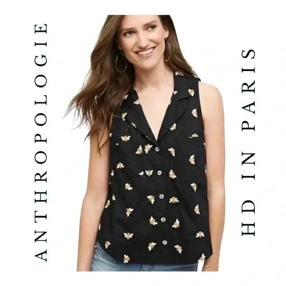 Anthropologie HD IN PARIS EMBROIDERED TOP SLEEVELESS‎ SIZE 2 - Picture 1 of 10